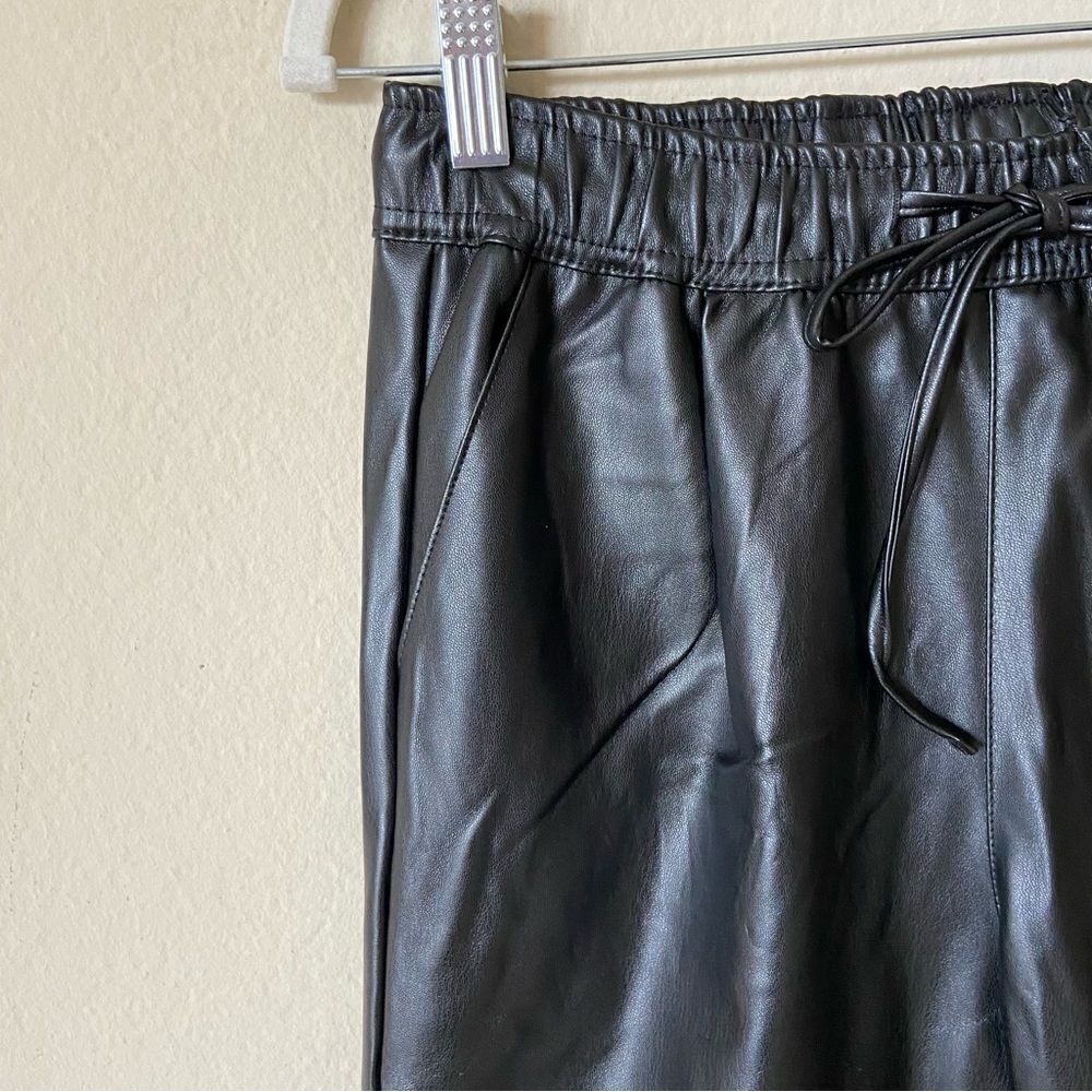 NWOT Love Tree Cognac Faux Leather Black Track Pants Joggers Size S - Picture 5 of 9